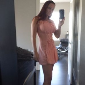 Pink chiffon mini dress